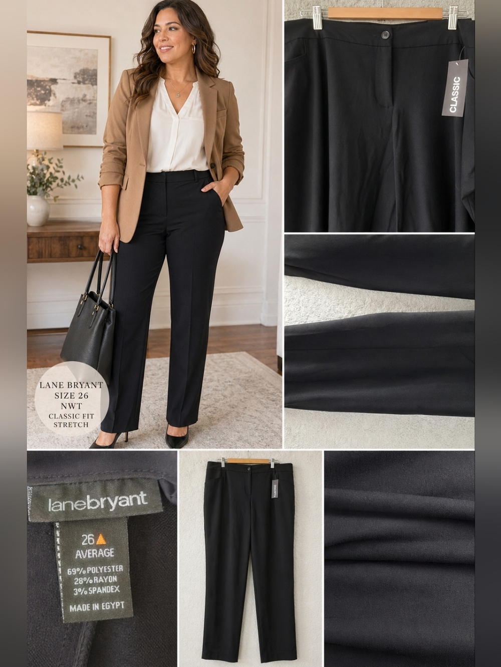 Lane Bryant Size 26 NWT Black Dress Pants Career Stretch Straight Leg Plus Size